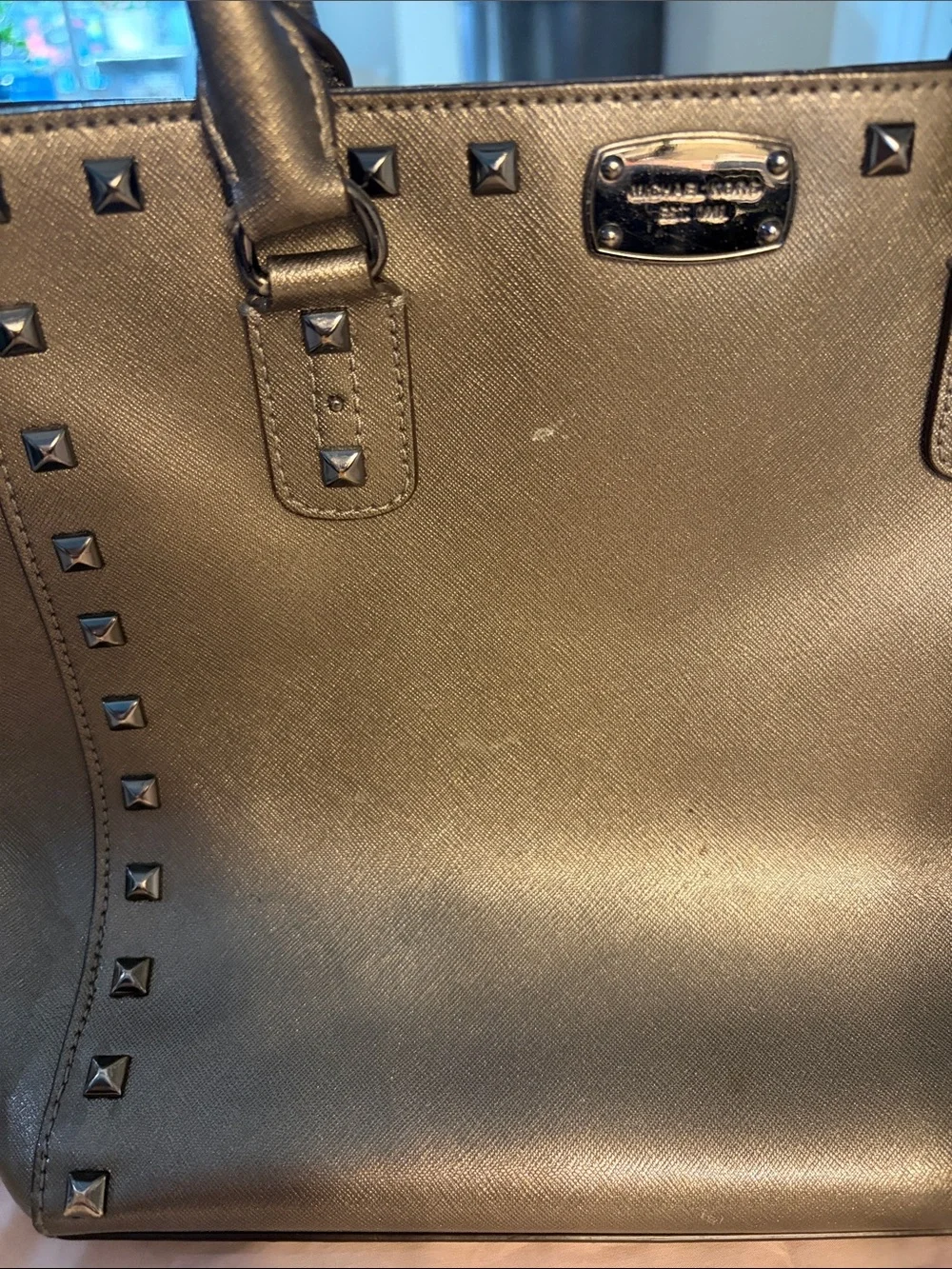 Michael Kors Metallic Bronze Studded Satchel